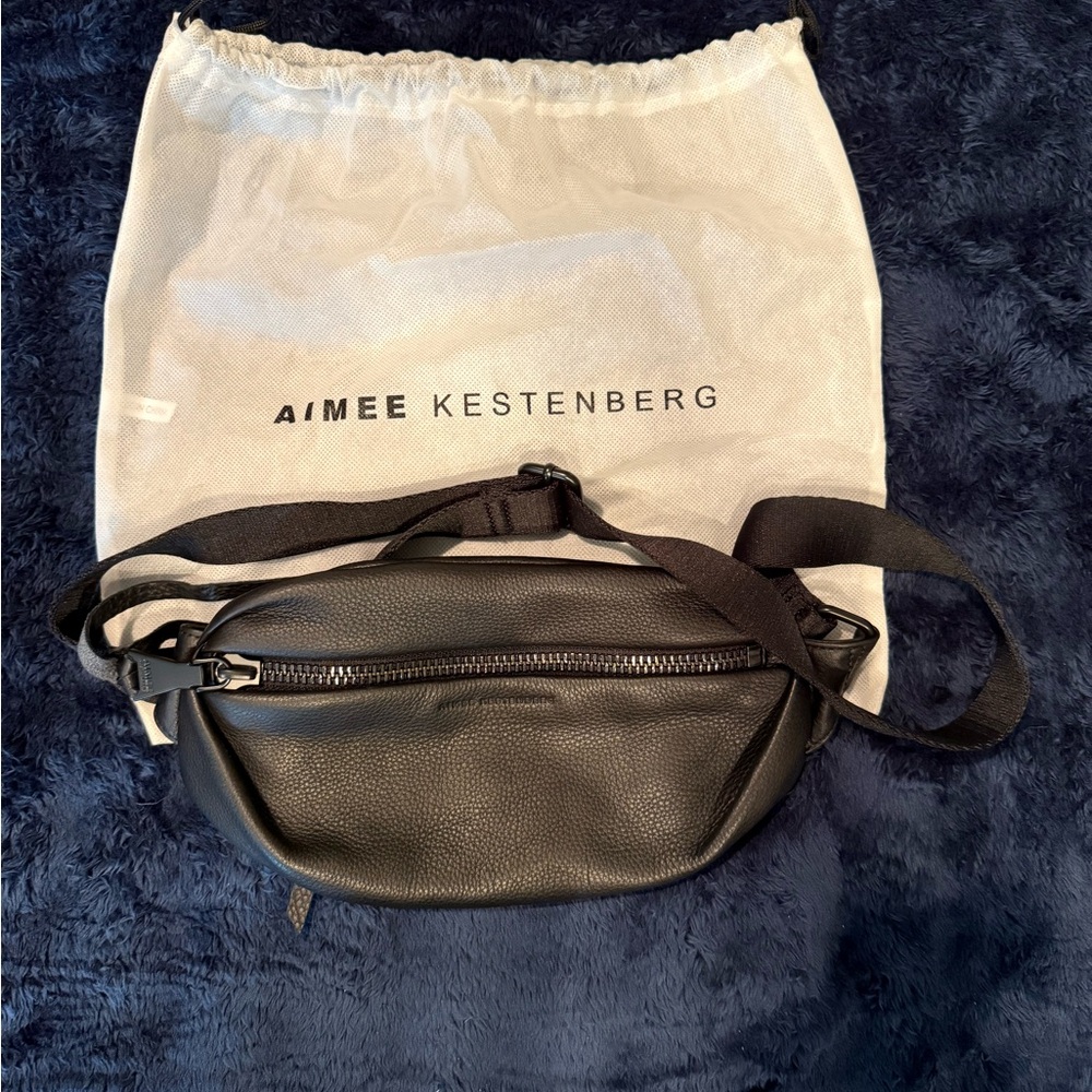 Aimee Kestenberg Black Pebbled Leather Belt Bag